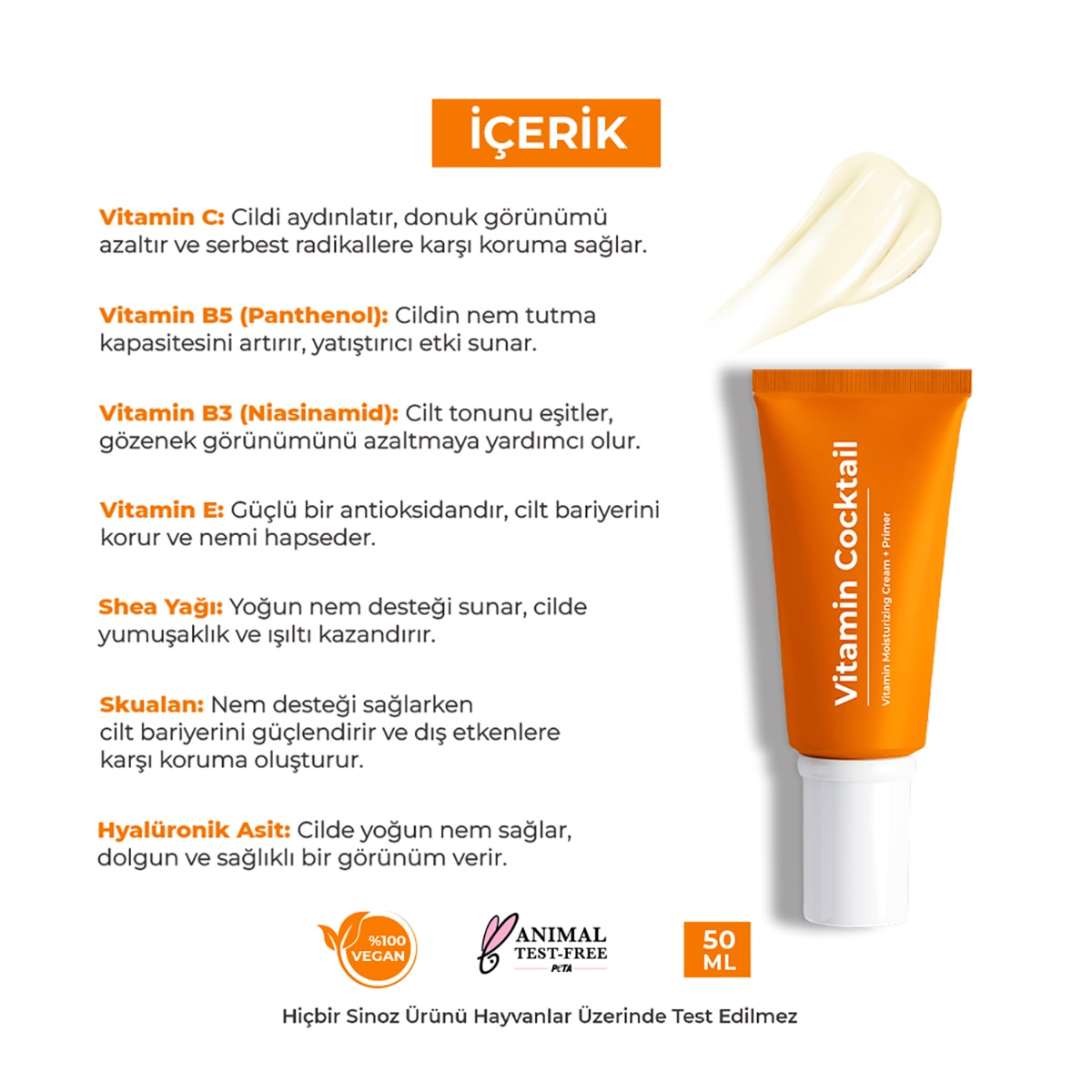  SİNOZ SINOZ Sinoz Vitamin Cocktail Nemlendirici Yüz Kremi 50 ml  1 of 6 
