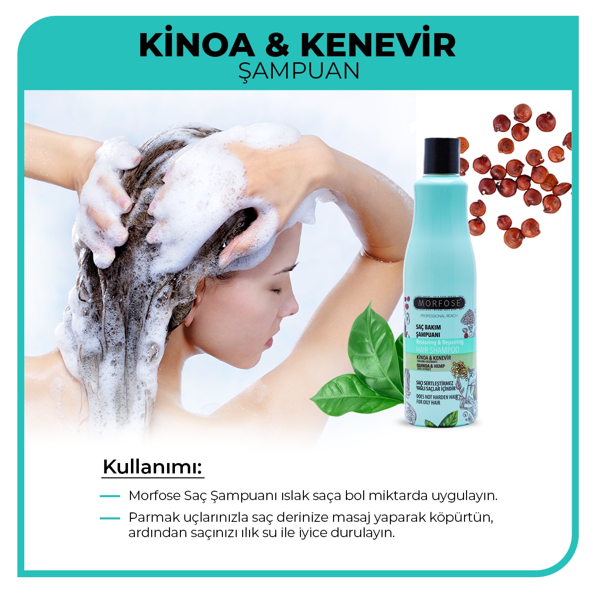  MORFOSE MORFOSE EXC. Morfose Saç Bakım Şampuani Kinoa&Kenevir 500 ml  1 of 5 