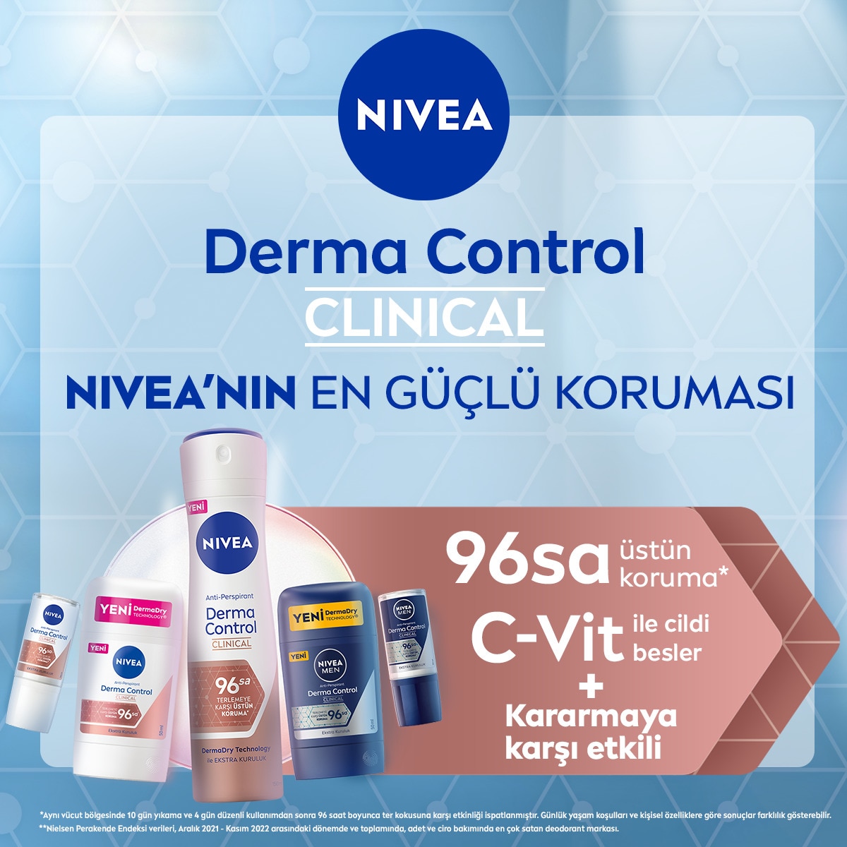  NIVEA DEO NIVEA DEO Nivea Men Erkek Stick Deodorant Derma Control Clinical 50 ml 96 saat Üstün Koruma  1 of 6 