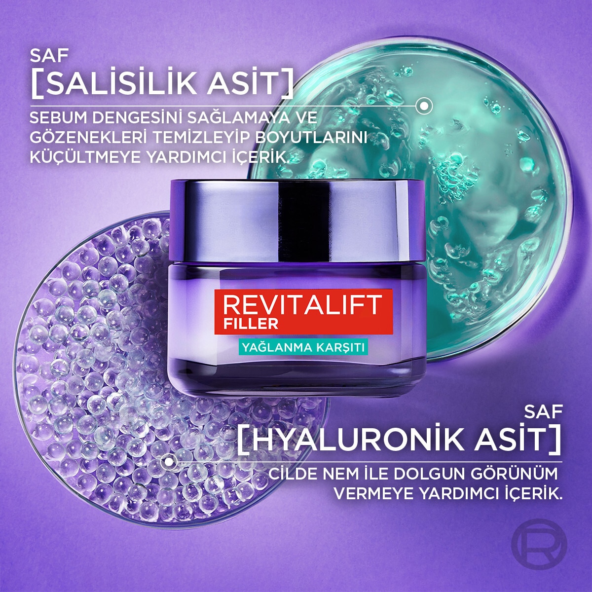  LOREAL PARIS LOREAL PARIS L'Oreal Paris Revitalift Filler Yağlanma Karşıtı Su Bazlı Nemlendirici Jel Krem Salisilik Asit & Hyaluronik Asit  1 of 7 