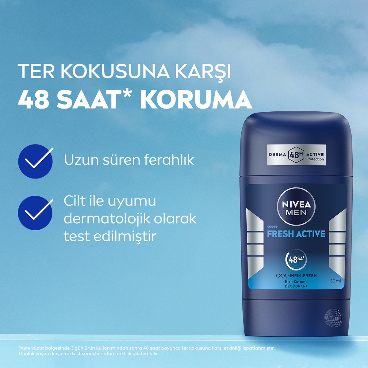 NIVEA DEO NIVEA DEO Nivea Men Erkek Stick Deodorant Fresh Active 50 ml Ter Kokusuna Karşı 48 Saat Koruma 1 of 6