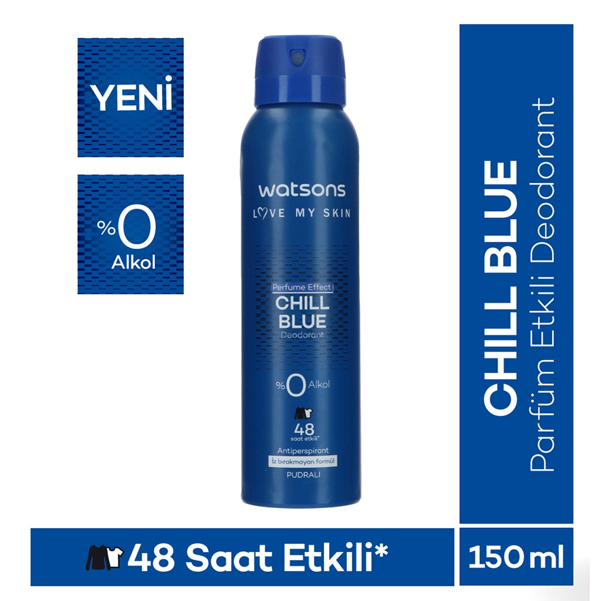 WATSONS WATSONS Watsons Chill Blue Deodorant Sprey Pudralı 150 ml 1 of 1 Watsons Chill Blue Deodorant Sprey Pudralı 150 ml