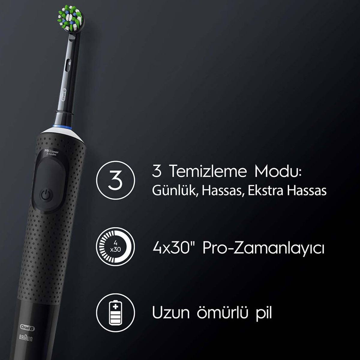  ORAL-B ORAL-B Oral-B Şarjlı/Elektrikli Diş Fırçası Vitality Pro 2'li Siyah&Lila Avantaj Paketi  1 of 12 