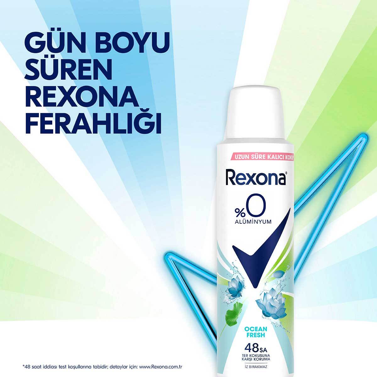 REXONA REXONA Rexona Kadın Sprey Deodorant Ocean Fresh %0 Alüminyum 48 Saat Ter Kokusuna Karşı Koruma 150 ml 1 of 8