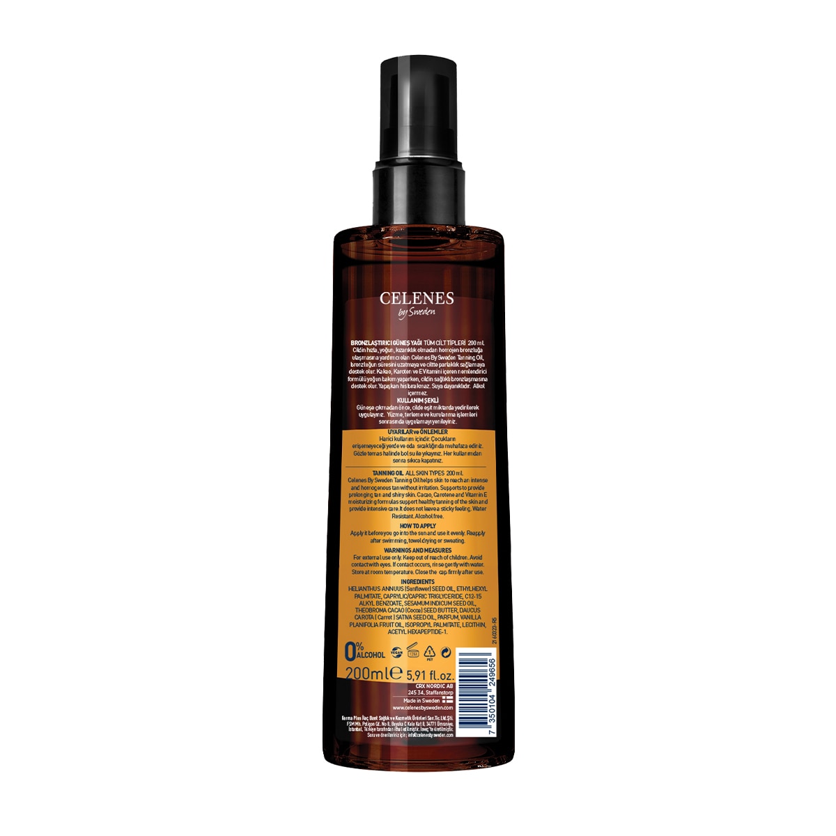 CELENES SUN Celenes Herbal Bronzlaştırıcı Güneş Yağı 200 ml