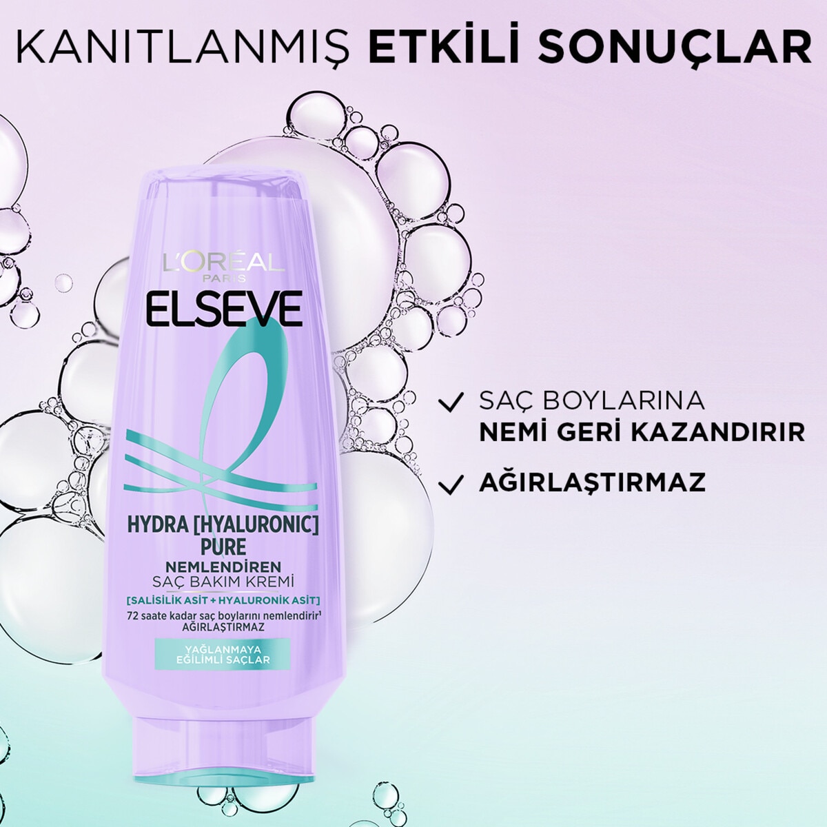  ELSEVE ELSEVE L'Oreal Paris Elseve Hydra [Hyaluronic] Pure Salisilik Asit içeren Yağlanma Karşıtı Nemlendirici Saç Kremi 250 ml  1 of 8 