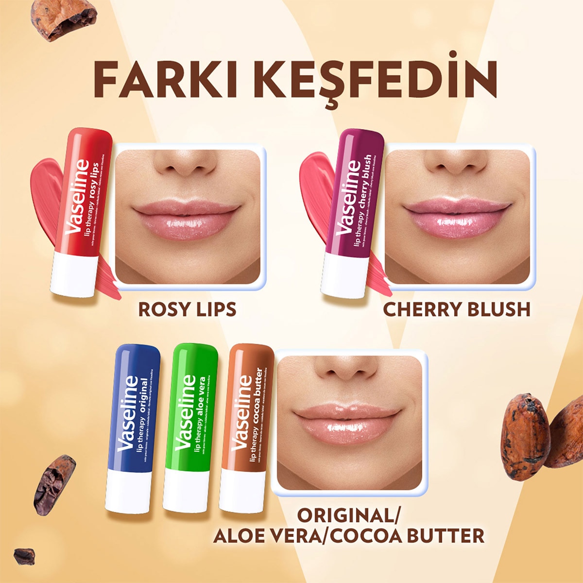  VASELINE VASELINE Vaseline Cocoa Dudak Bakım Kremi ve Dudak Parlatıcısı 4.8 g  1 of 9 