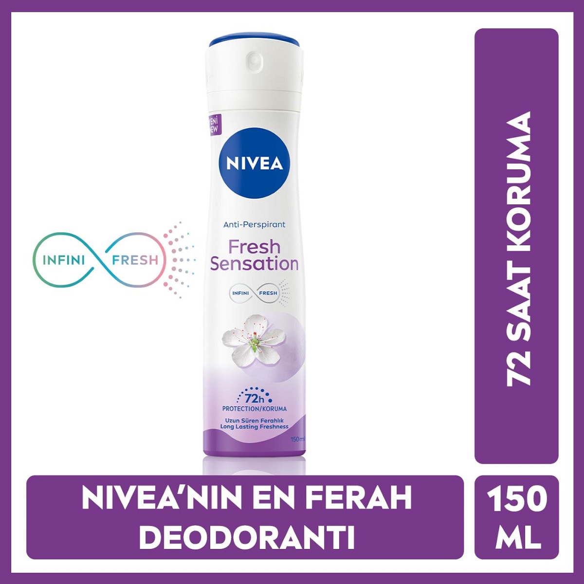 NIVEA DEO NIVEA DEO Nivea Fresh Sensation Kadın Sprey Deodorant 150 ml 72 Saat Anti-perspirant Koruma 1 of 1 Nivea Fresh Sensation Kadın Sprey Deodorant 150 ml 72 Saat Anti-perspirant Koruma