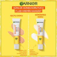 Garnier C Vitamini Parlak Günlük Güneş Koruyucu Fluid Yüz Kremi Görünmez Doku SPF50+ 40ml
