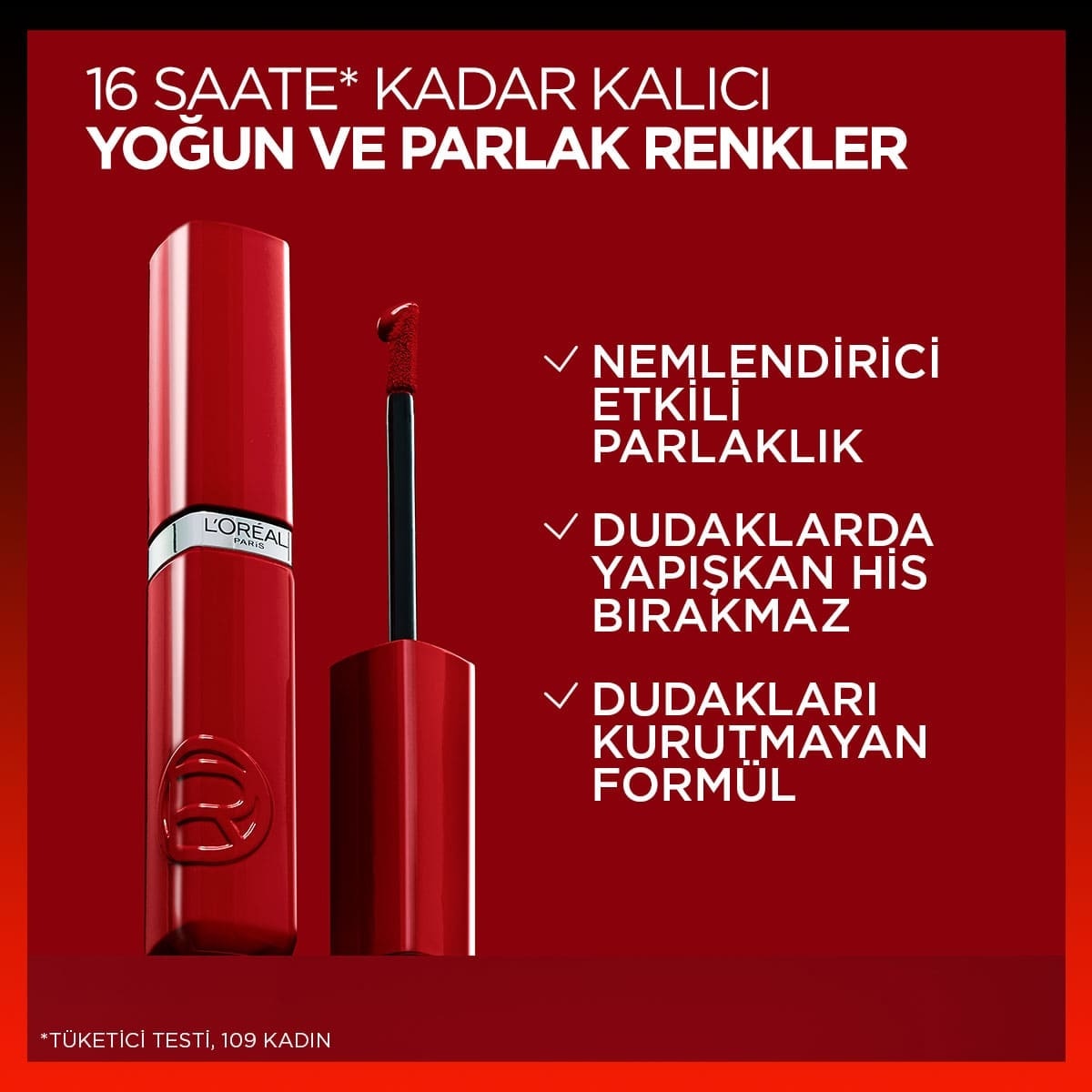  LOREAL PARIS LOREAL PARIS L'Oreal Paris Infaillible Laque Resistance Likit Parlak Ruj 550 Noir Cherry  1 of 10 
