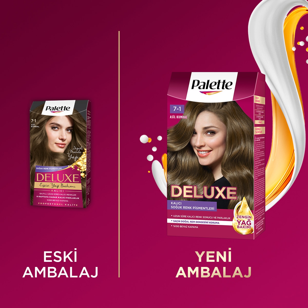  PALETTE PALETTE Palette Deluxe Yoğun Renkler Saç Boyası 7-1 Asil Kumral  1 of 11 