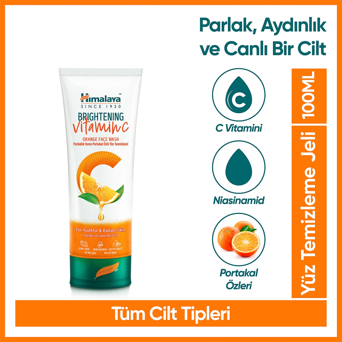  HİMALAYA HİMALAYA Himalaya Parlaklık Veren Vitamin C Portakal Özlü Yüz Temizleyici 100 ml  1 of 8 