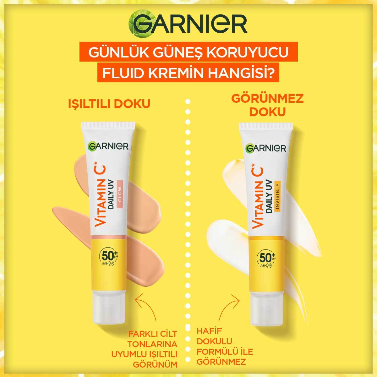 GARNIER GARNIER Garnier C Vitamini Parlak Günlük Yüz Güneş Kremi Işıltılı Doku SPF50+ 40 ml 1 of 7