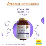 Vitago Kolajen, Seramid ve Biotin İçeren Tablet Takviye Edici Gıda 30'lu