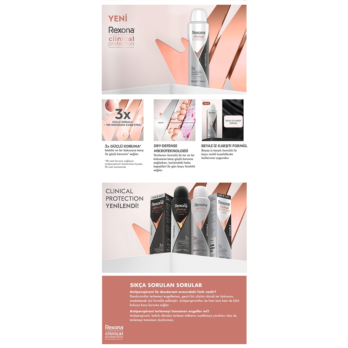 REXONA REXONA Rexona Clinical Invisible Deodorant 150 ml 1 of 9