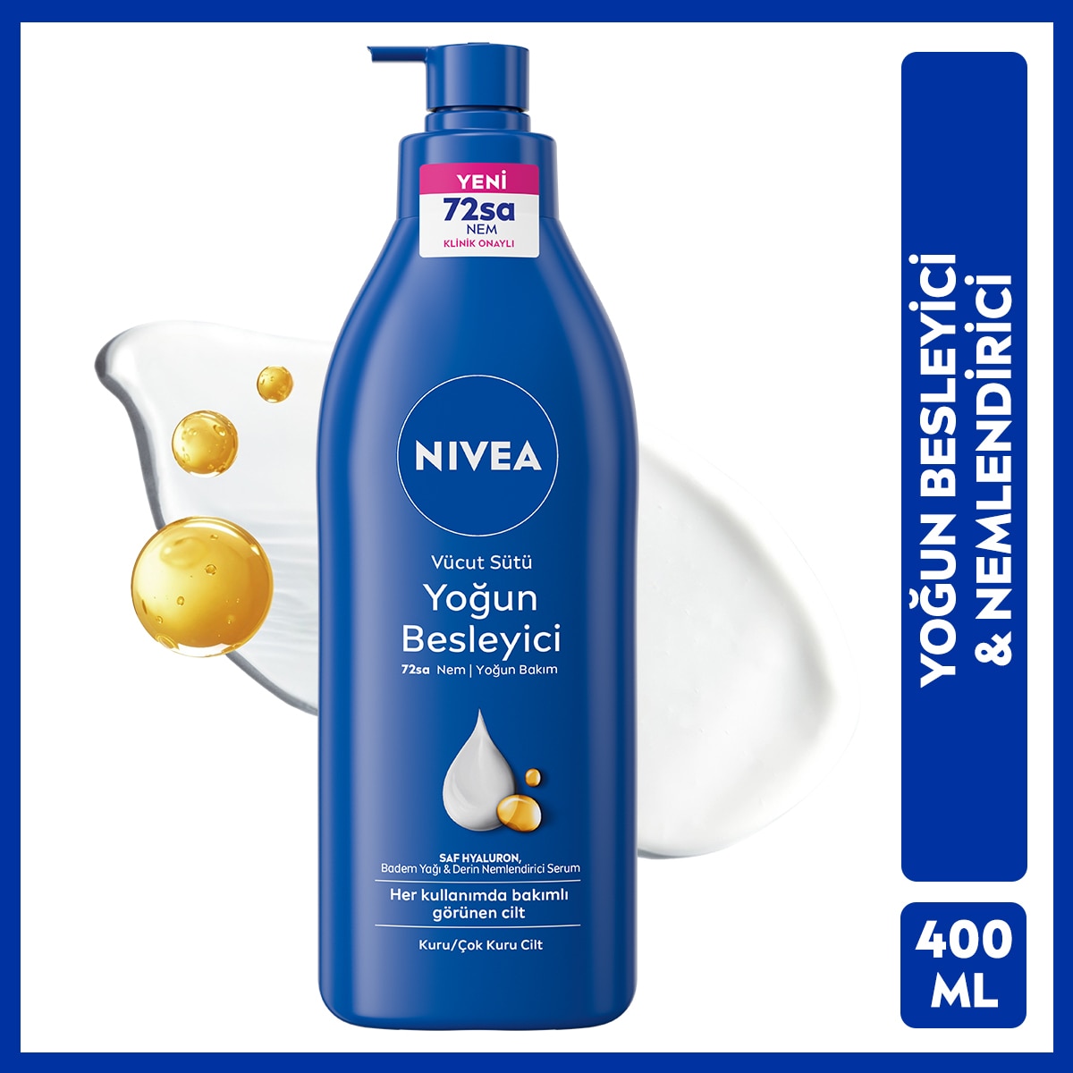 NIVEA BODY NIVEA BODY Nivea Besleyici Vücut Sütü 400 ml Kuru ve Çok Kuru Ciltler 48 Saat Nemlendirici E Vitamini ve Badem Yağı 1 of 7