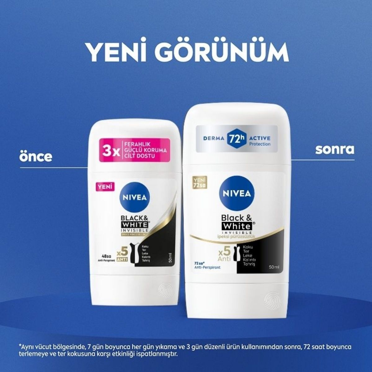  NIVEA DEO NIVEA DEO Nivea Black&White Invisible İpeksi Pürüzsüzlük Stick Deodorant 50 ml  1 of 6 
