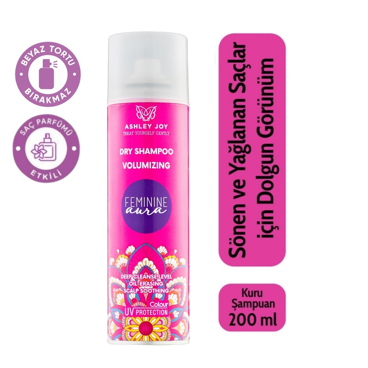  ASHLEY JOY ASHLEY JOY Ashley Joy Feminine Aura Saç Parfümü Etkili Hacim Kuru Şampuan 200 ml  1 of 8 