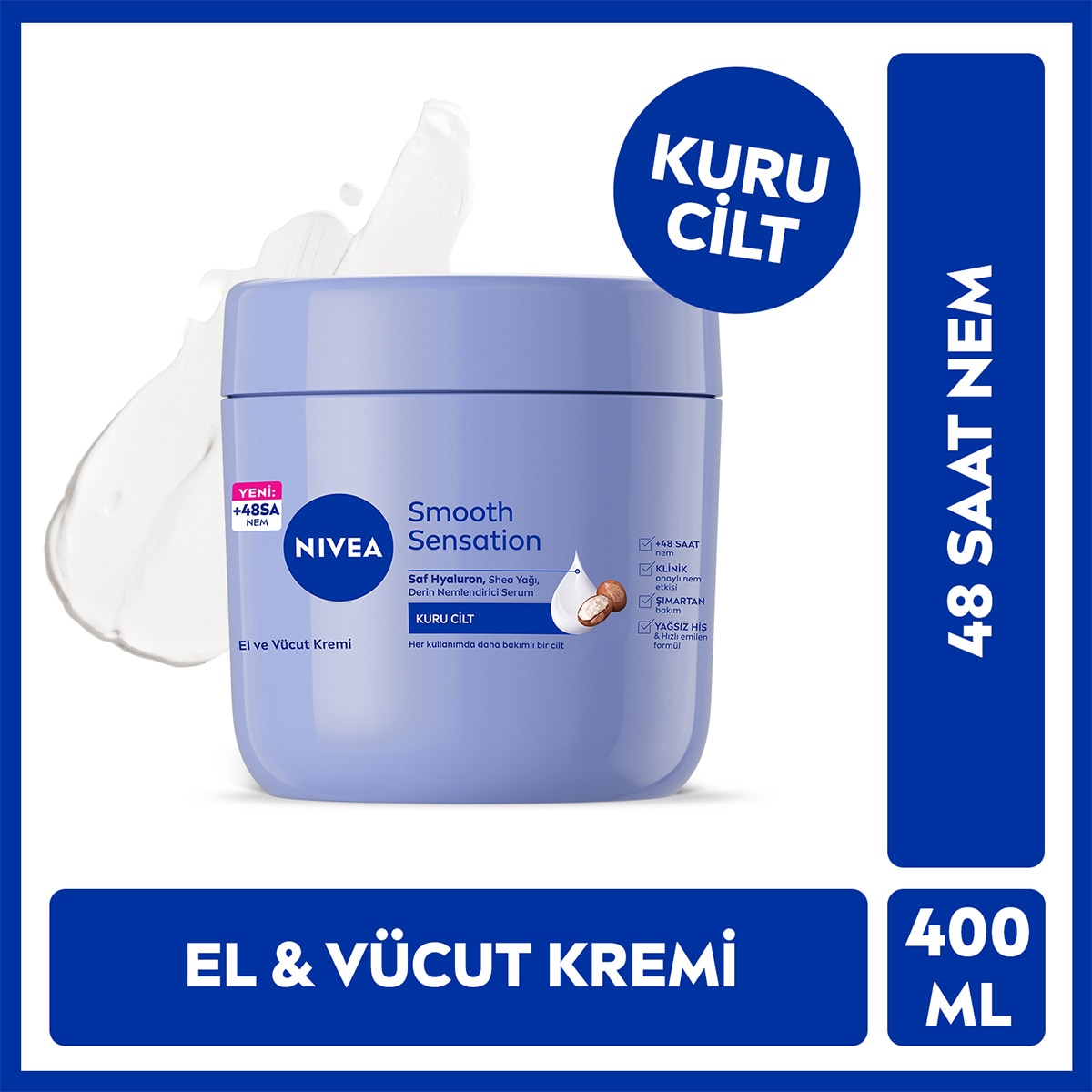  NIVEA SOFT NIVEA SOFT Nivea Smooth Sensation El ve Vücut Bakım Kremi 400 ml 48 Saat Nemlendirici  1 of 8 