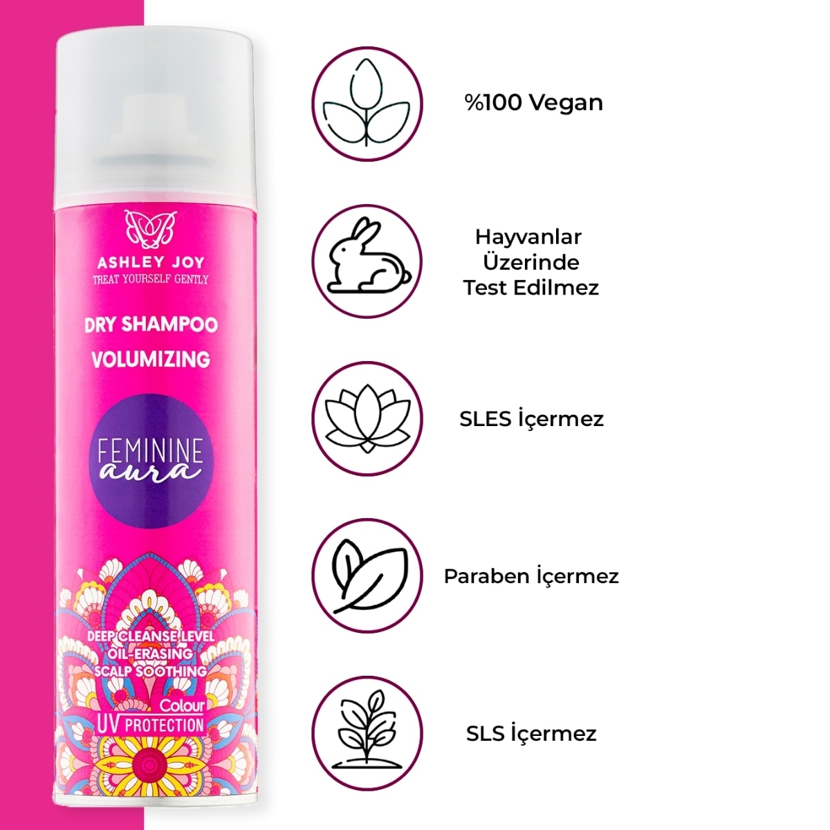  ASHLEY JOY ASHLEY JOY Ashley Joy Feminine Aura Saç Parfümü Etkili Hacim Kuru Şampuan 200 ml  1 of 8 