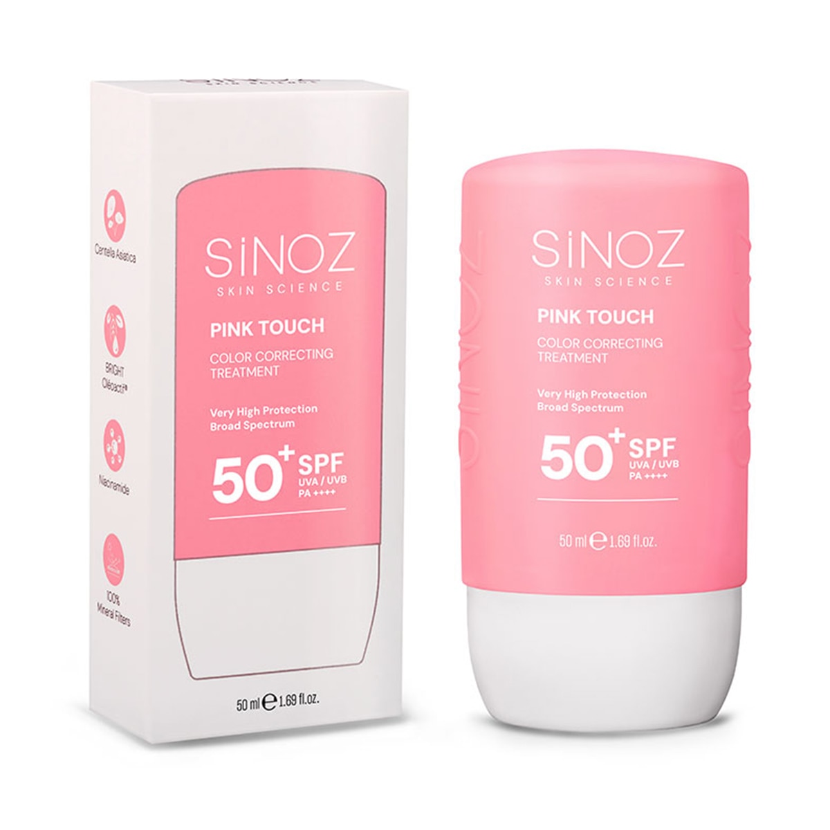 Sinoz Pink Touch Ton Eşitleyici Yüz Güneş Kremi SPF50+ 50 ml