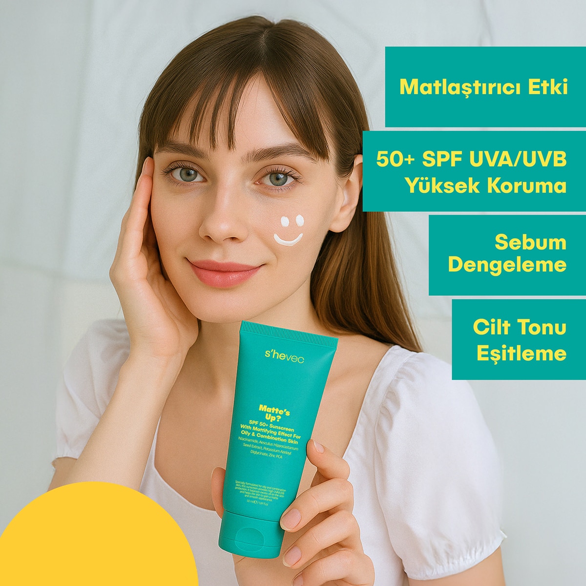  SHE VEC SHE VEC She Vec Matte's Up Matlaştırıcı Güneş Kremi SPF50 50 ml  1 of 5 