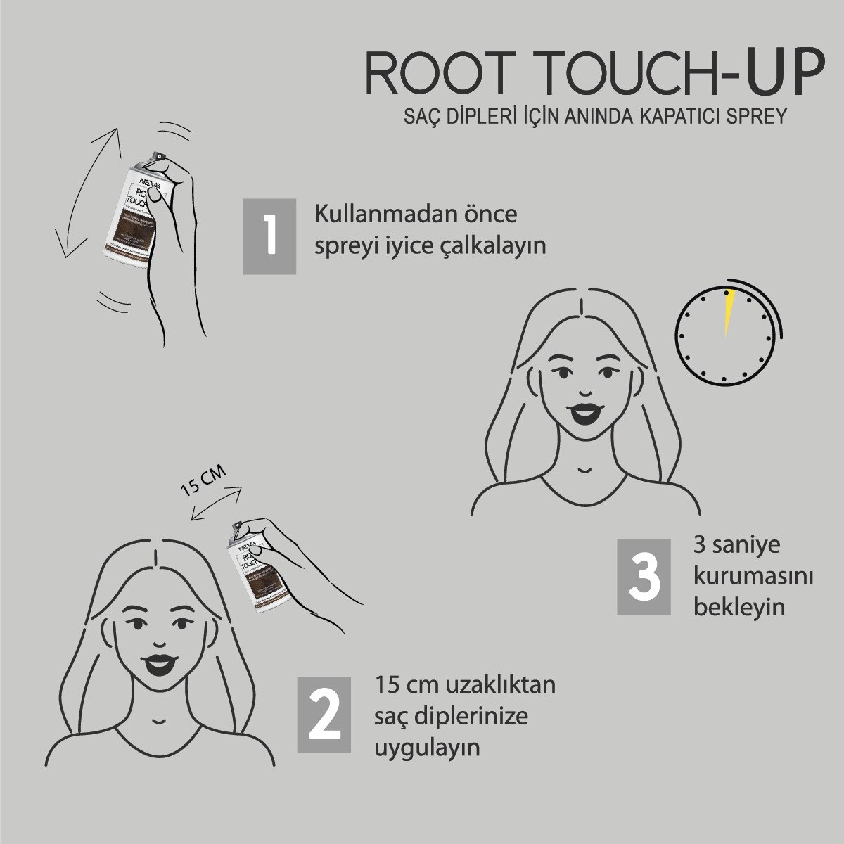  NEVA NEVA EXC. Neva Root Touch-Up Kapatıcı Sprey Küllü Kumral 75 ml  1 of 4 