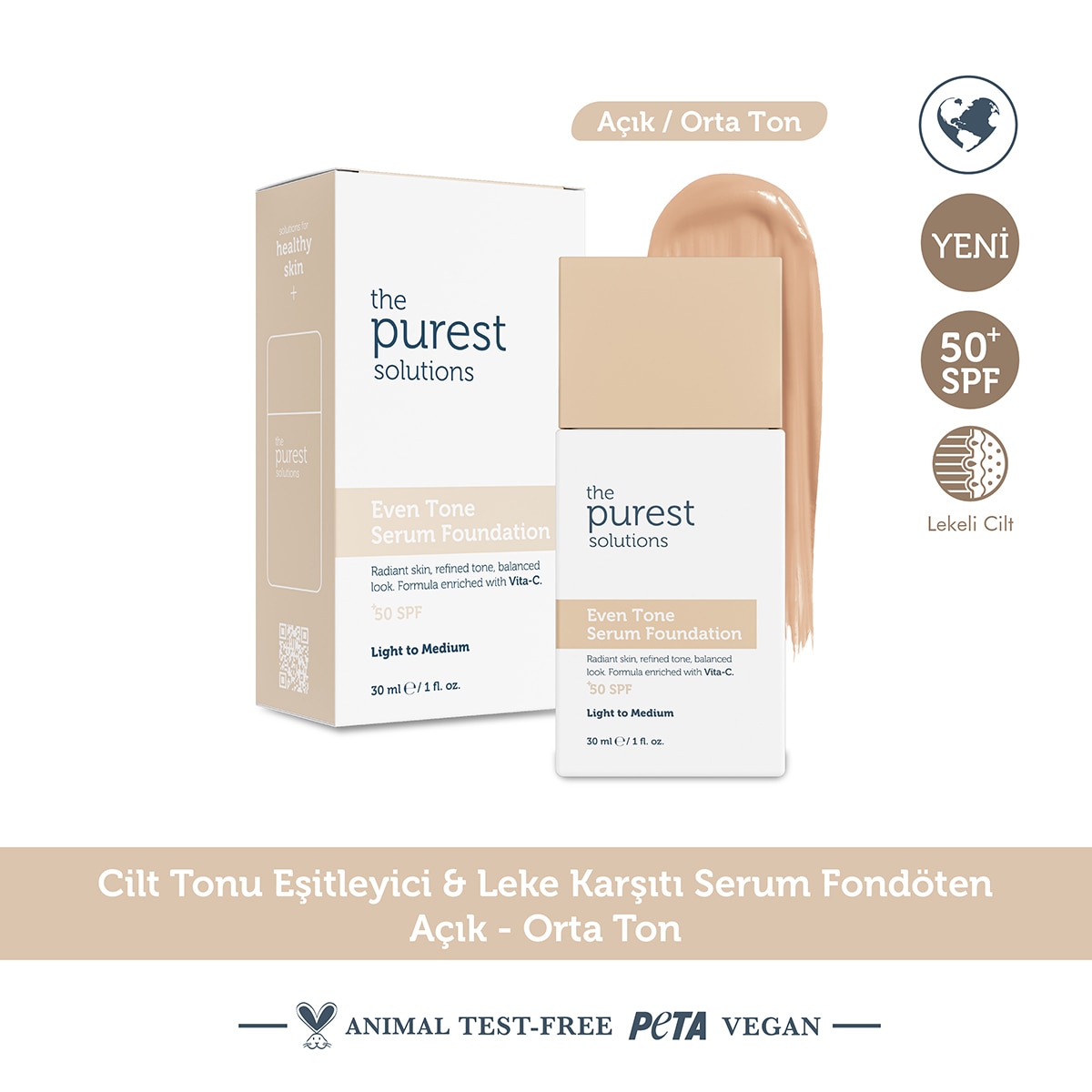  THE PUREST SOLUTIONS THE PUREST SOLUTIONS EXC. The Purest Solutions Tone Serum Fondöten Light 30 ml  1 of 9 