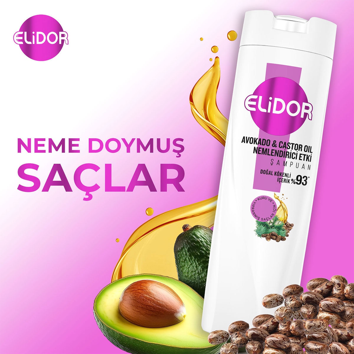  ELİDOR ELİDOR Elidor Şampuan Avokado & Castor Yağı 400 ml  1 of 7 