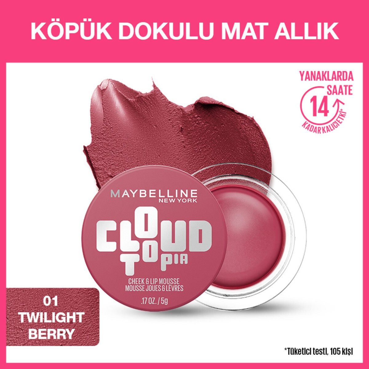 MAYBELLINE MAYBELLINE Maybelline New York Cloudtopia Mat Allık 01 Twilight Berry 1 of 9