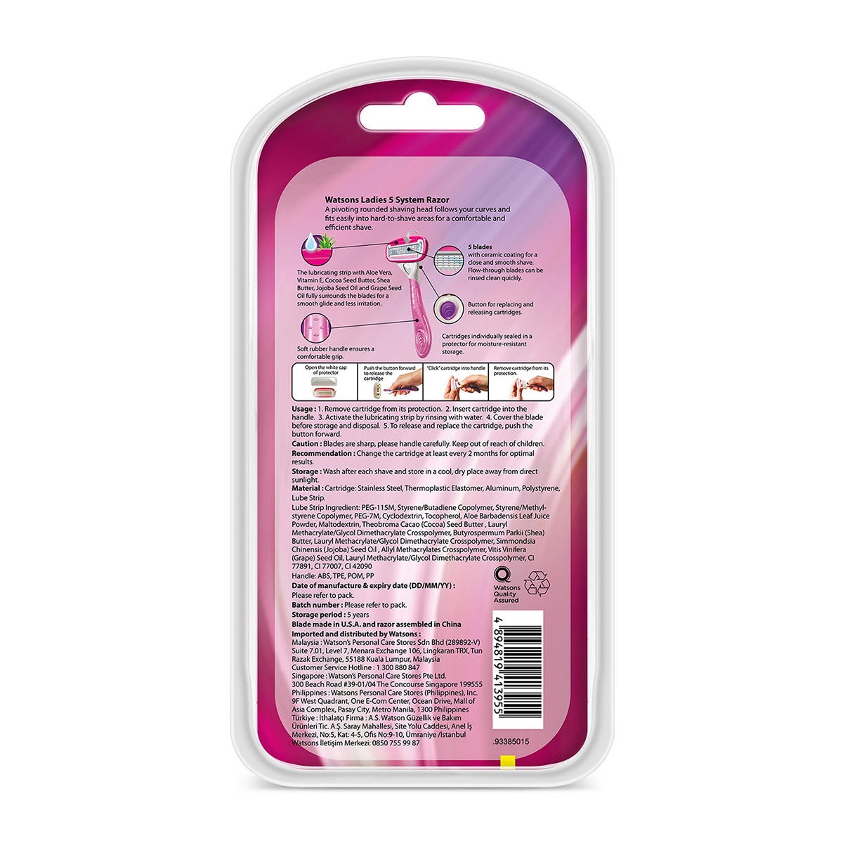  WATSONS WATSONS Watsons Kadın 5 Bıçaklı Tıraş Makinesi + 2 Yedek Tıraş Bıçağı  1 of 2 