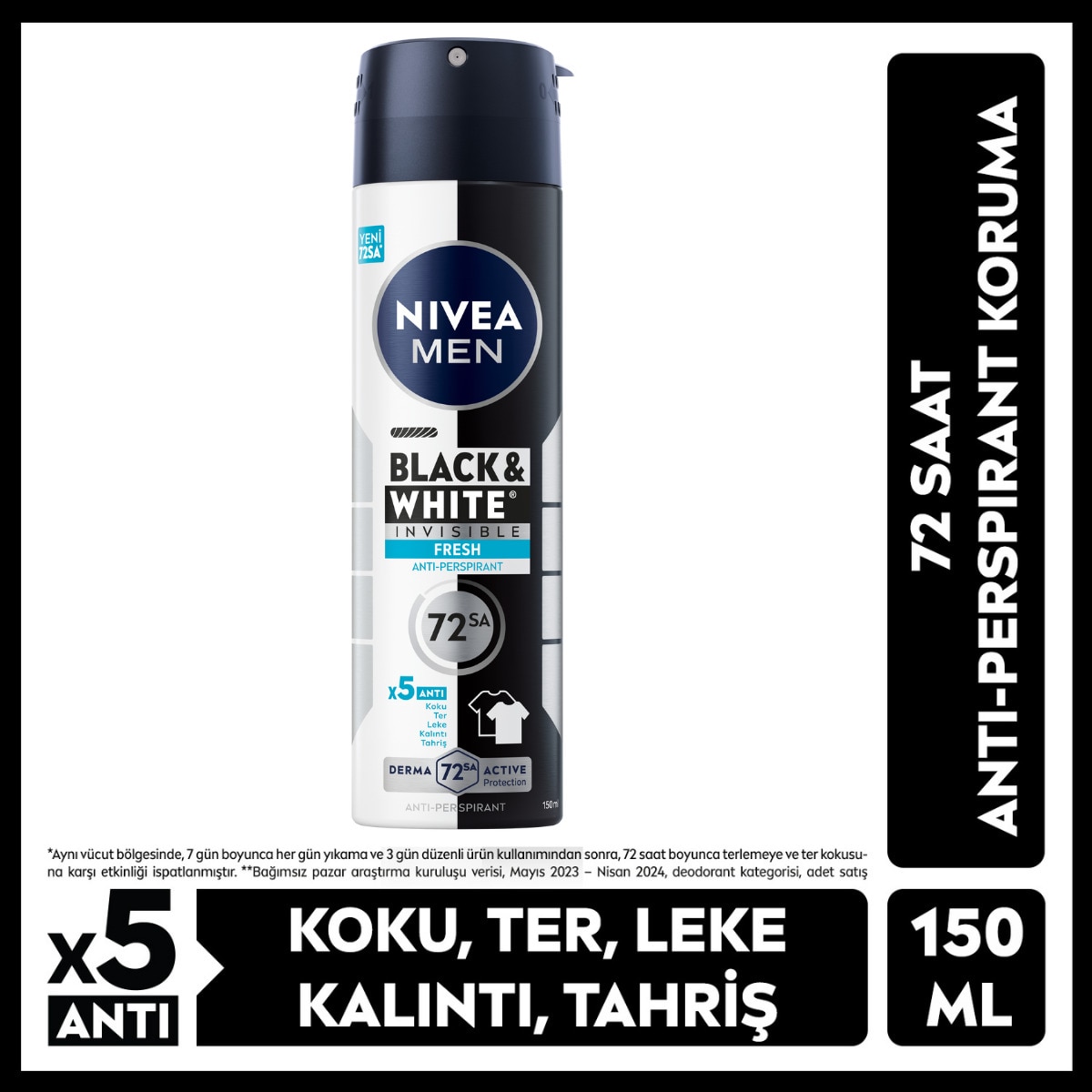 NIVEA DEO NIVEA DEO Nivea Men Invisinle Black and White Fresh Erkek Deodorant 150 ml 1 of 1 Nivea Men Invisinle Black and White Fresh Erkek Deodorant 150 ml