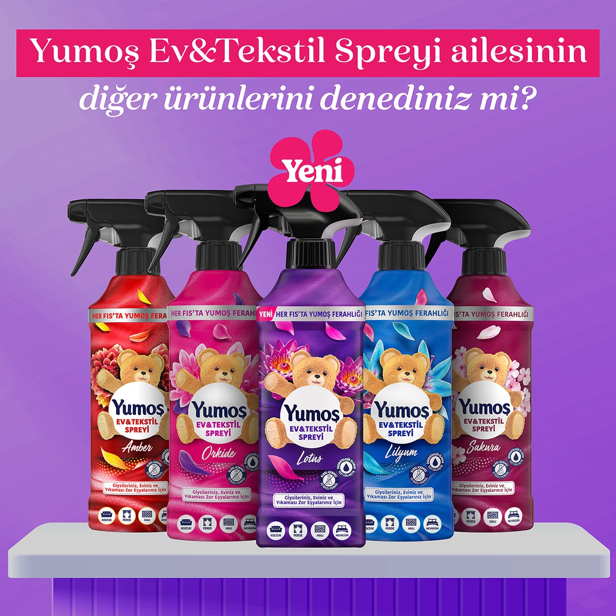  YUMOŞ YUMOŞ Yumoş Ev ve Tekstil Spreyi Lotus 450 ml  1 of 8 