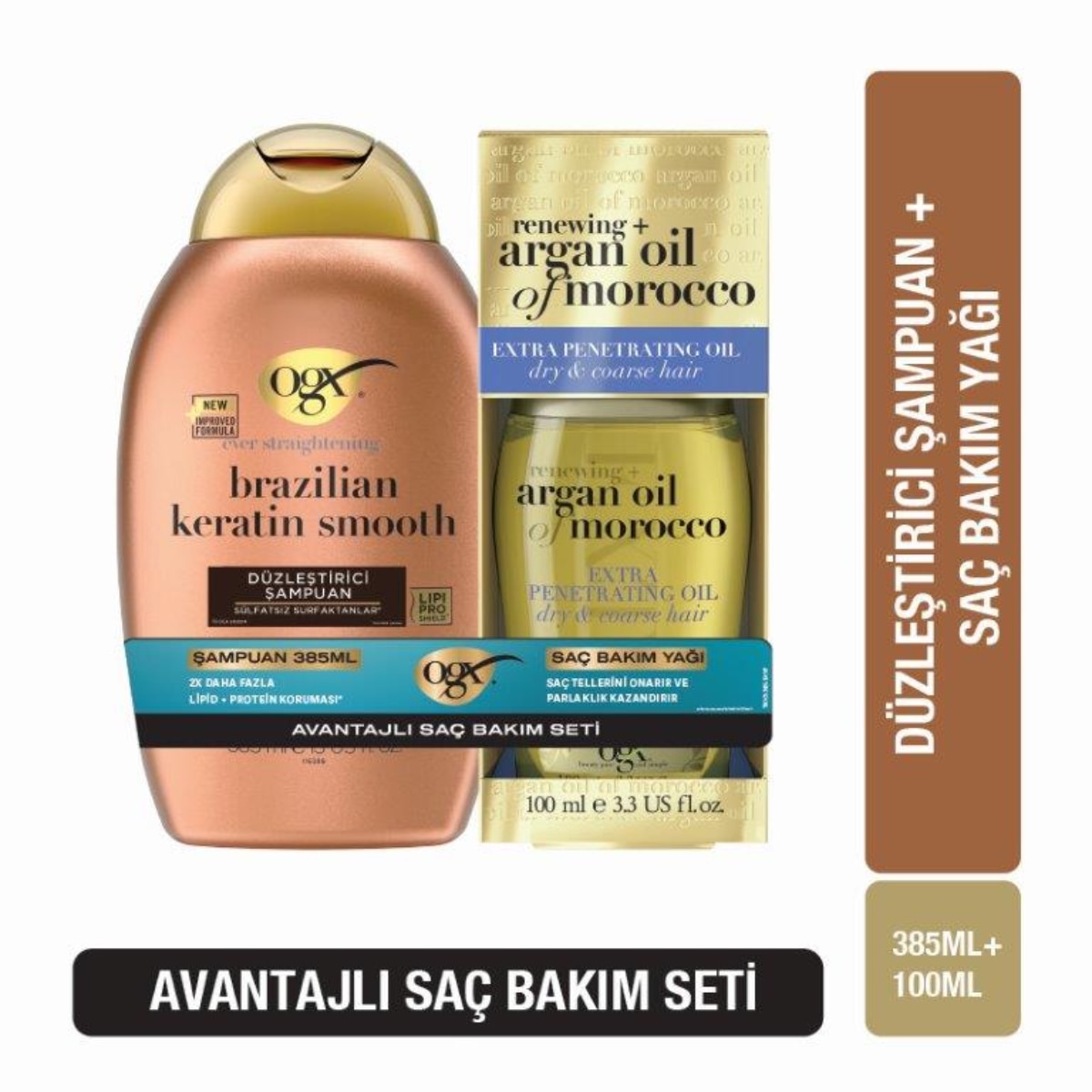 OGX OGX OGX Brezilya Keratin Şampuan 385 ml + Argan Yağı 100 ml 1 of 1