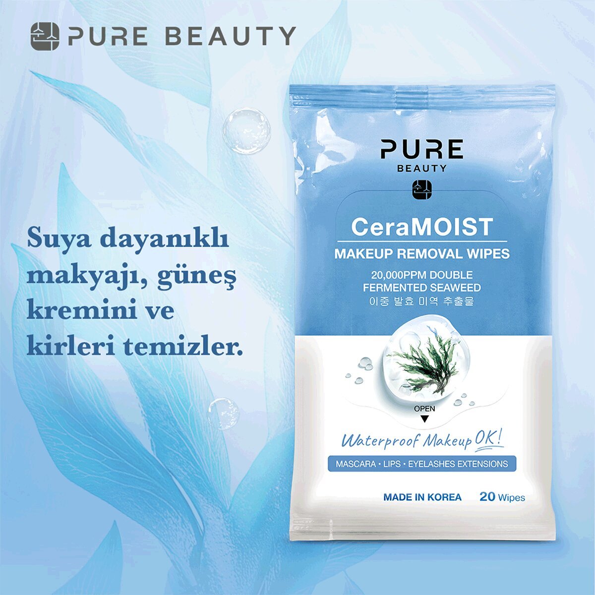  PURE BEAUTY PURE BEAUTY Pure Beauty Ceramoist Makyaj Temizleme Mendili 20 Adet  1 of 6 