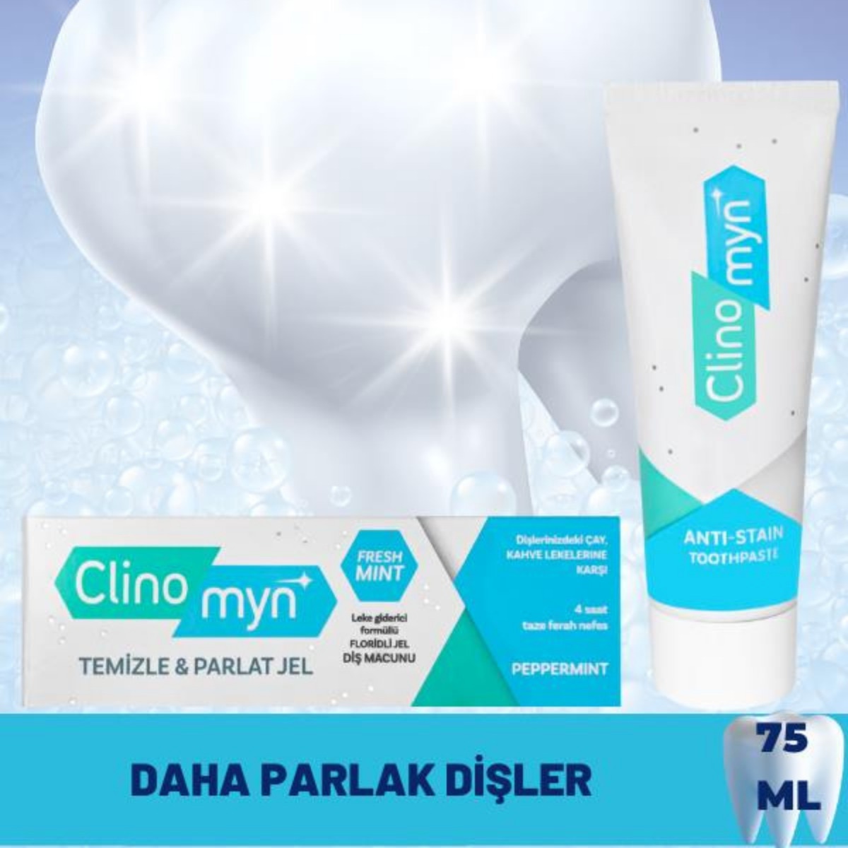  CLINOMYN CLINOMYN Clinomyn Temizleme Parlatıcı Diş Macunu 75 ml  1 of 3 