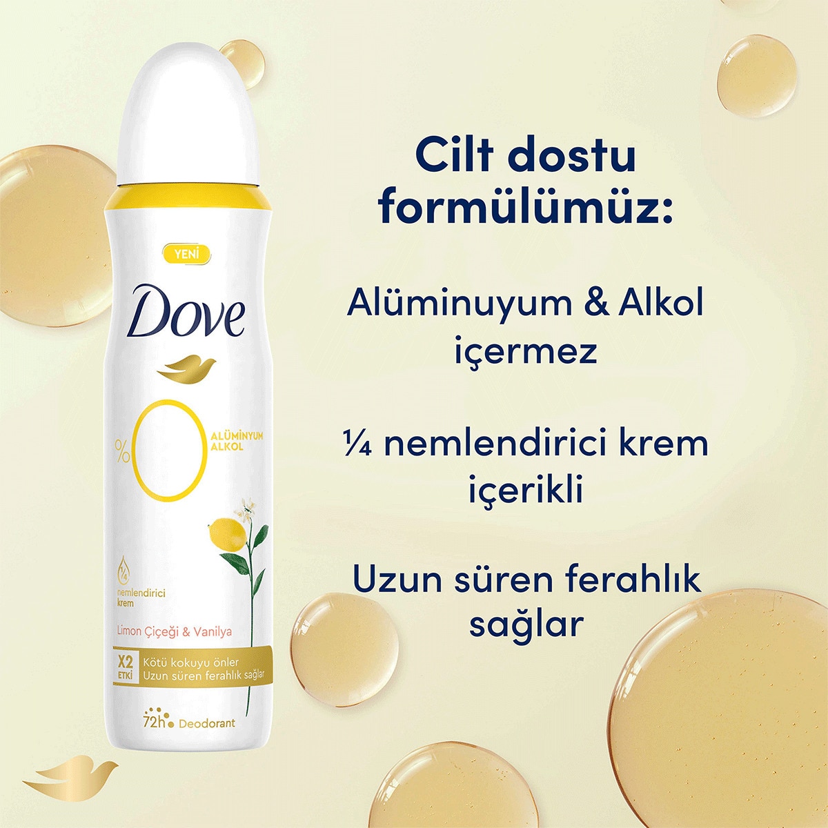 DOVE DOVE Dove Kadın Deodorant %0 Alüminyum Limon Çiçeği & Vanilya 150 ml 1 of 7