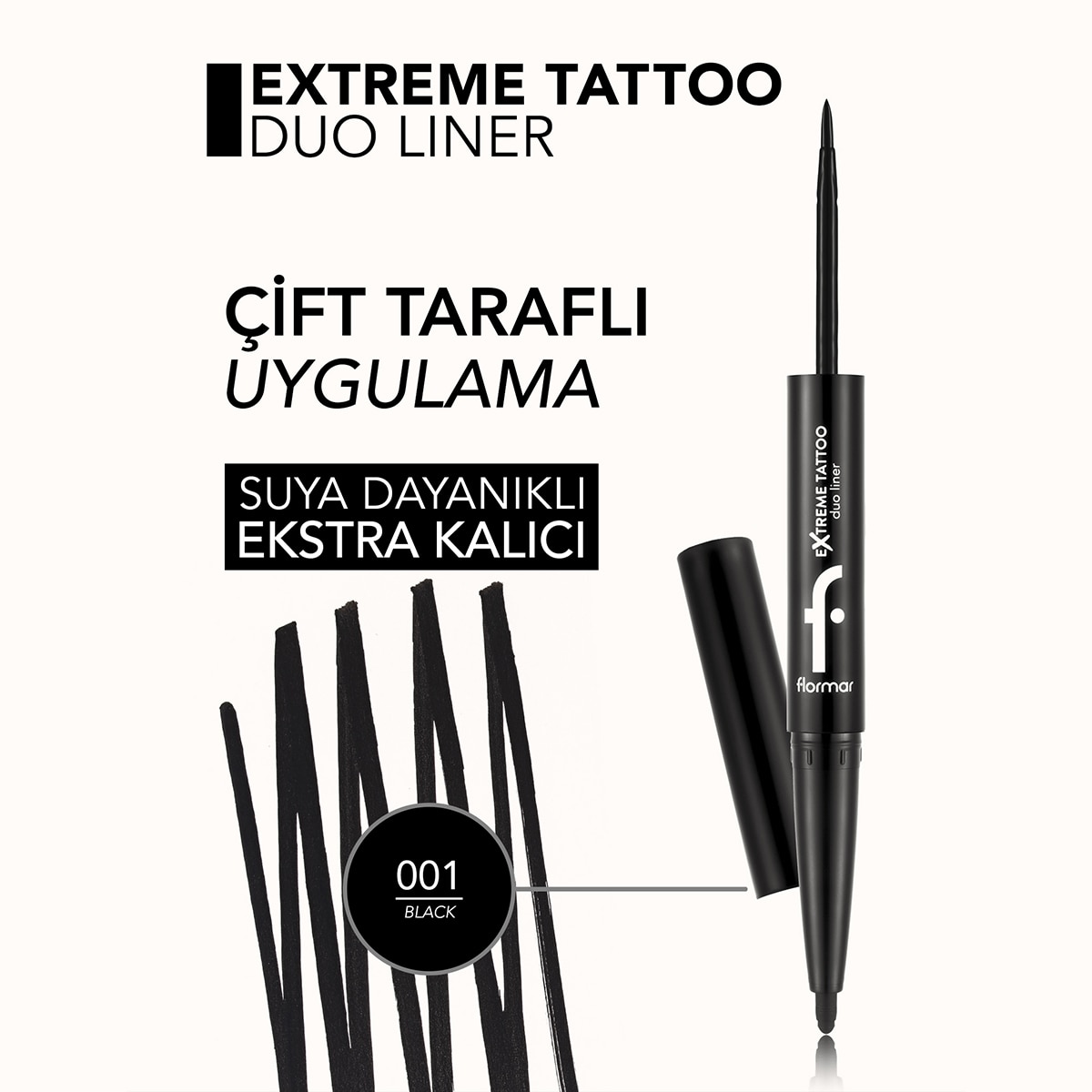 FLORMAR FLORMAR Flormar Extreme Tattoo Duo Jel Göz Kalemi & Eyeliner No: 01 1 of 5