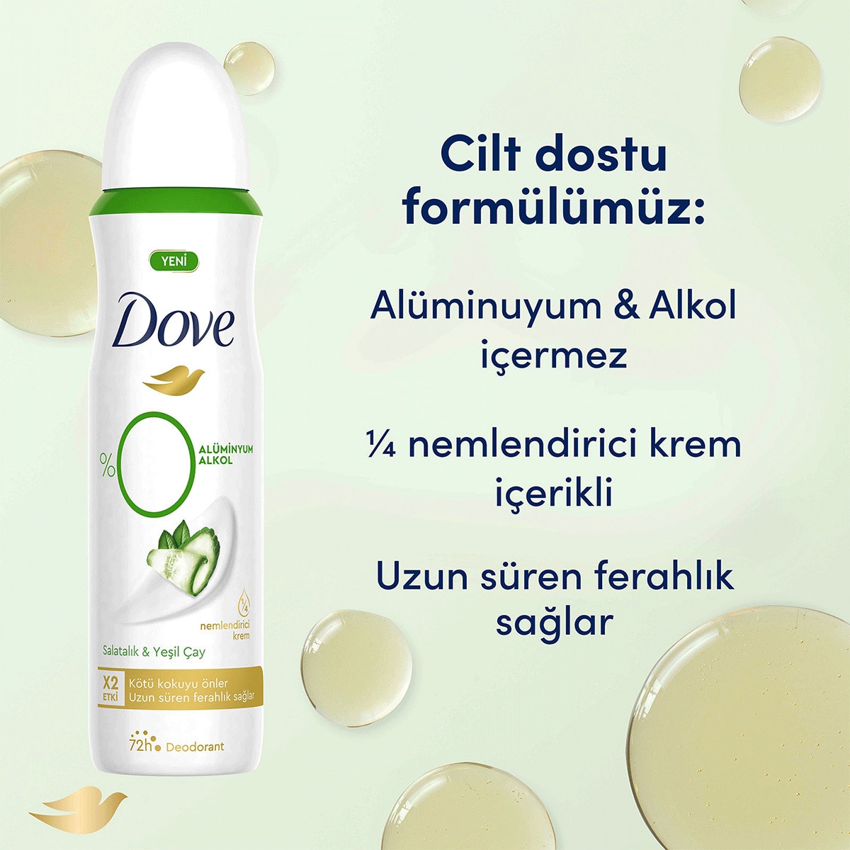  DOVE DOVE Dove Kadın Deodorant %0 Alüminyum Salatalık & Yeşil Çay 150 ml  1 of 7 