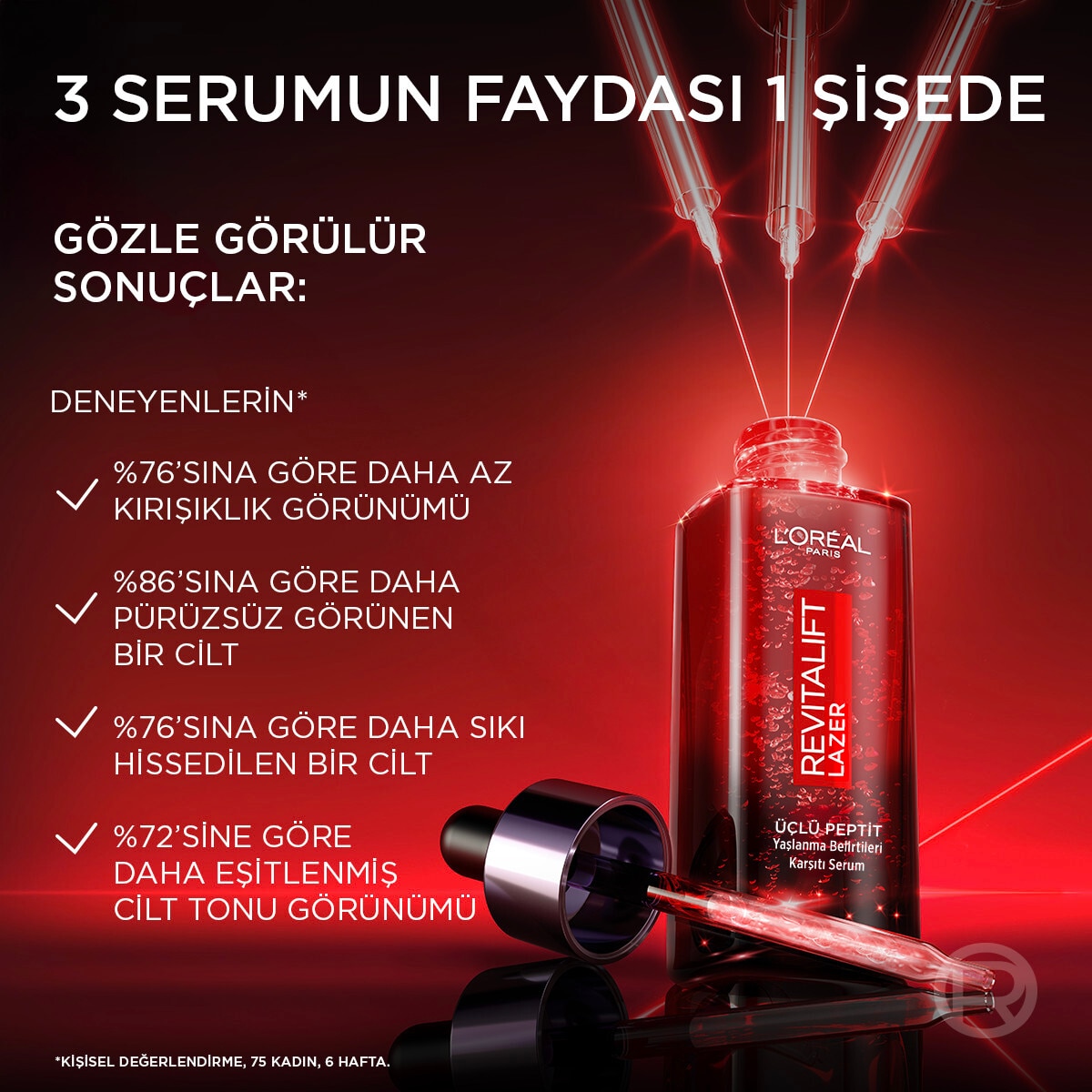  LOREAL PARIS LOREAL PARIS L'Oreal Paris Revitalift Lazer Yaşlanma Belirtileri Karşıtı Üçlü Peptit Bakım Serumu  1 of 8 