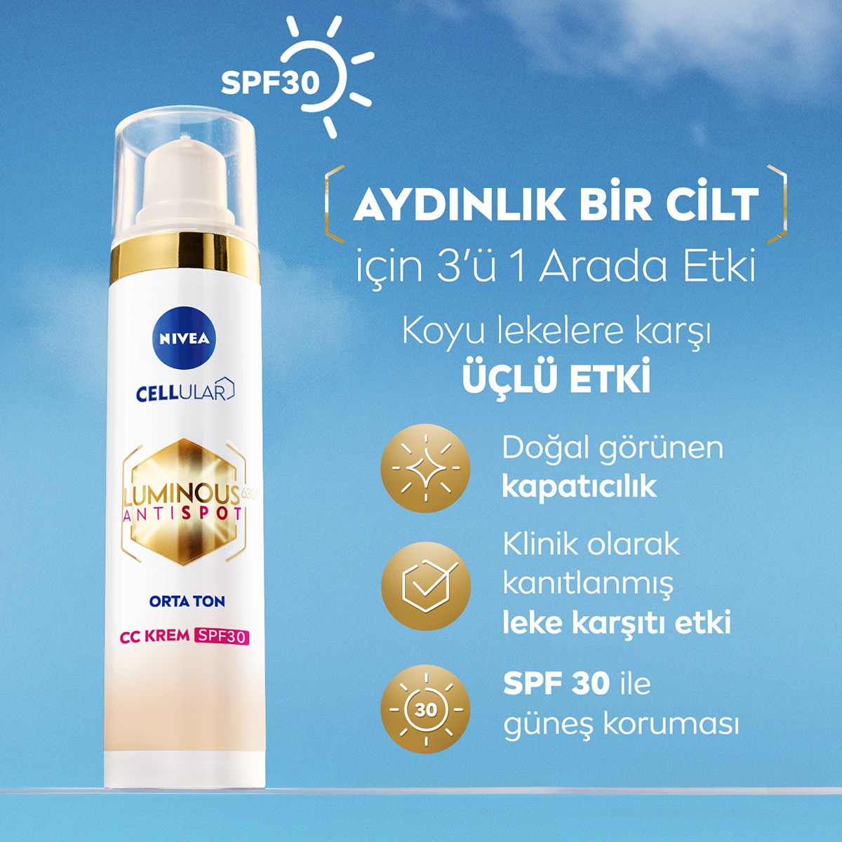 NIVEA VISAGE Nivea Luminous630 Leke Karşıtı CC Krem SPF30 Orta Ton