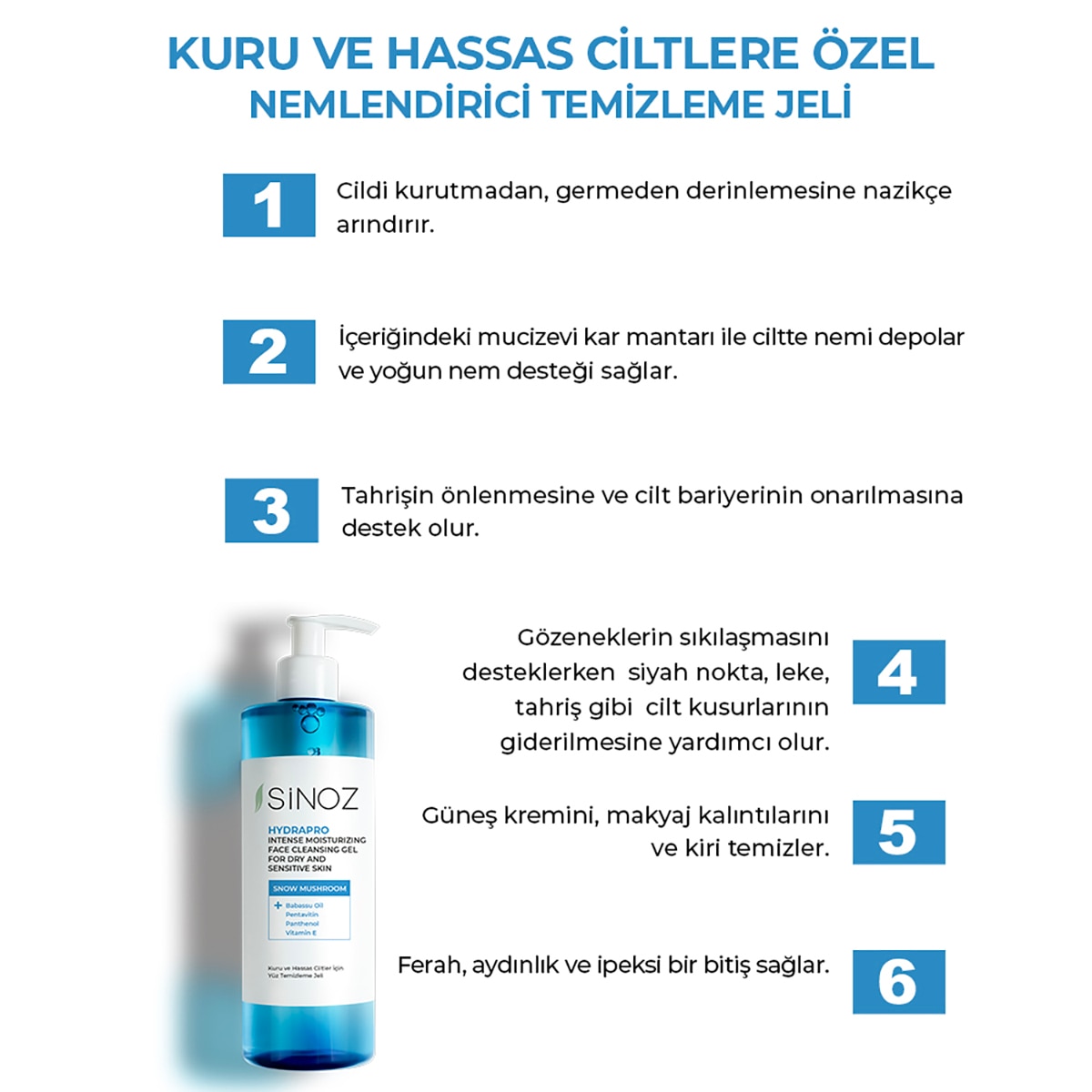  SİNOZ SINOZ Sinoz Kuru ve Hassas Ciltler Yüz Temizleme Jeli 400 ml  1 of 6 