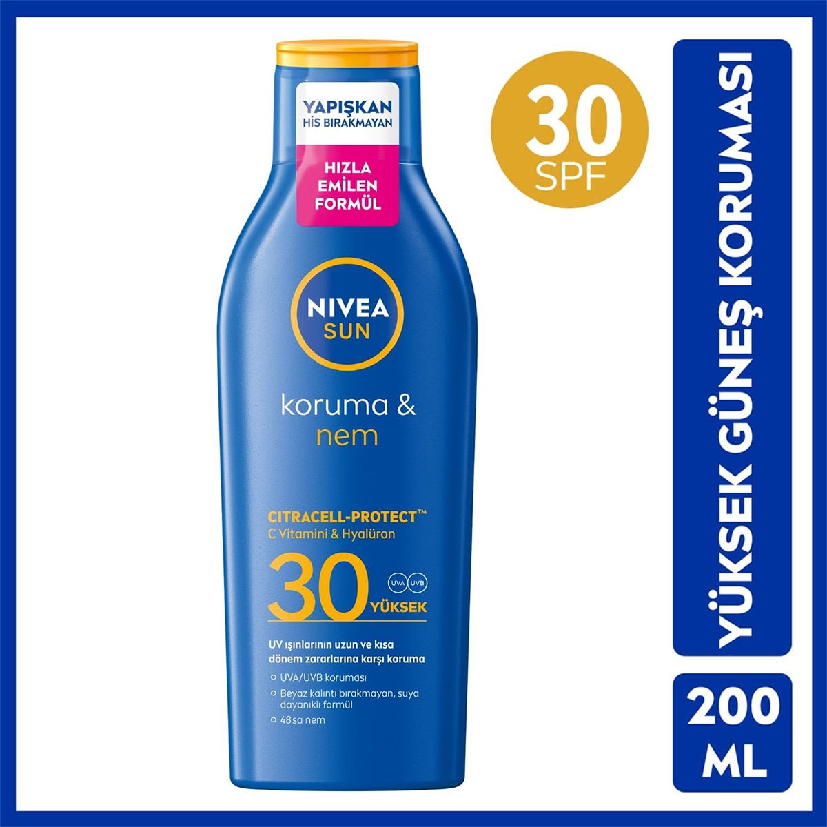 NIVEA SUN NIVEA SUN Nivea Sun SPF30 Güneş Koruyucu & 48 Nemlendirici Güneş Losyonu 200 ml 1 of 8