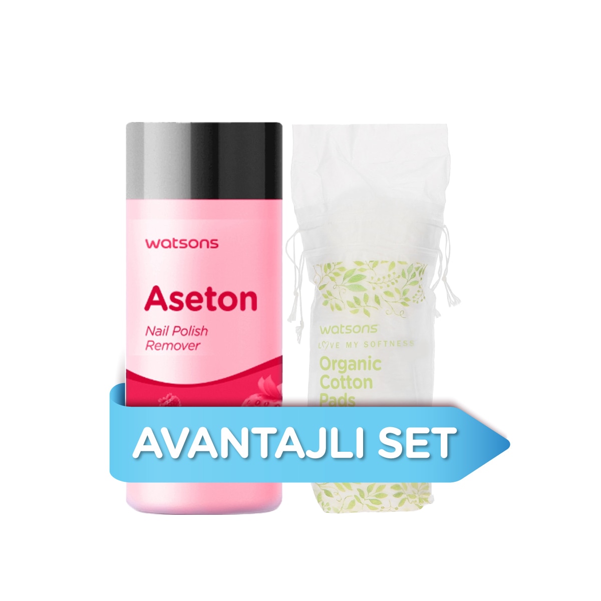  WATSONS WATSONS Watsons Aseton 150 ml + Organik Pamuk 50'li Çanta Set  1 of 2 