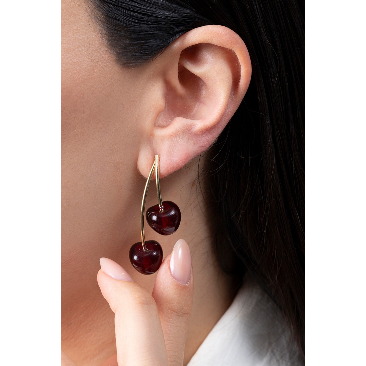 VOLENIA VOLENIA Volenia Küpe Altın Renkli Koyu Kirazlı 1 of 4