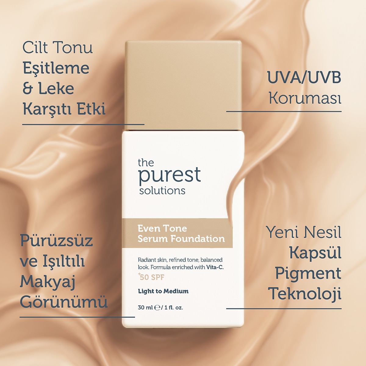  THE PUREST SOLUTIONS THE PUREST SOLUTIONS EXC. The Purest Solutions Tone Serum Fondöten Light 30 ml  1 of 9 