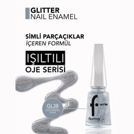 FLORMAR FLORMAR Flormar Glitter Nail Enamel Sim Parçacıklı Yarı Transparan Işıltılı Oje GL38 Holographic Silver 1 of 4