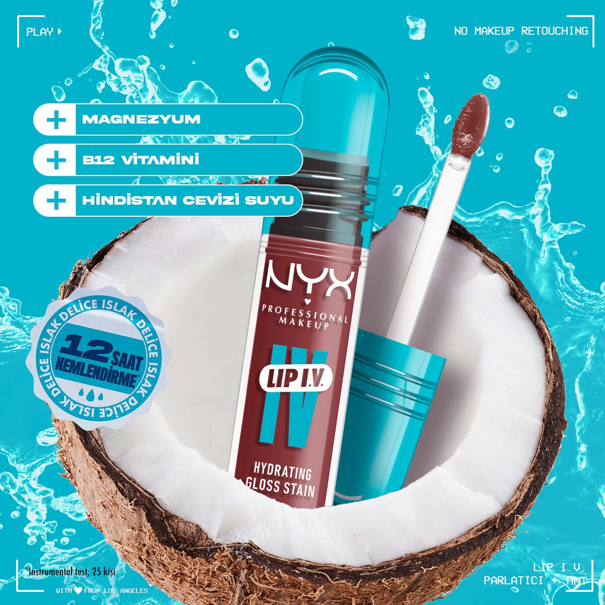 NYX NYX Nyx Professional Makeup Lip I.V. Vitamin İçeren Parlatıcı + Tint 10 Berry Thirsty 1 of 8