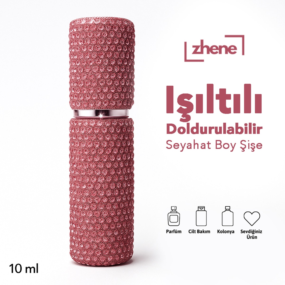  ZHENE ZHENE Zhene Kristal Desenli Seyahat Parfüm Şişesi 10 ml  1 of 6 