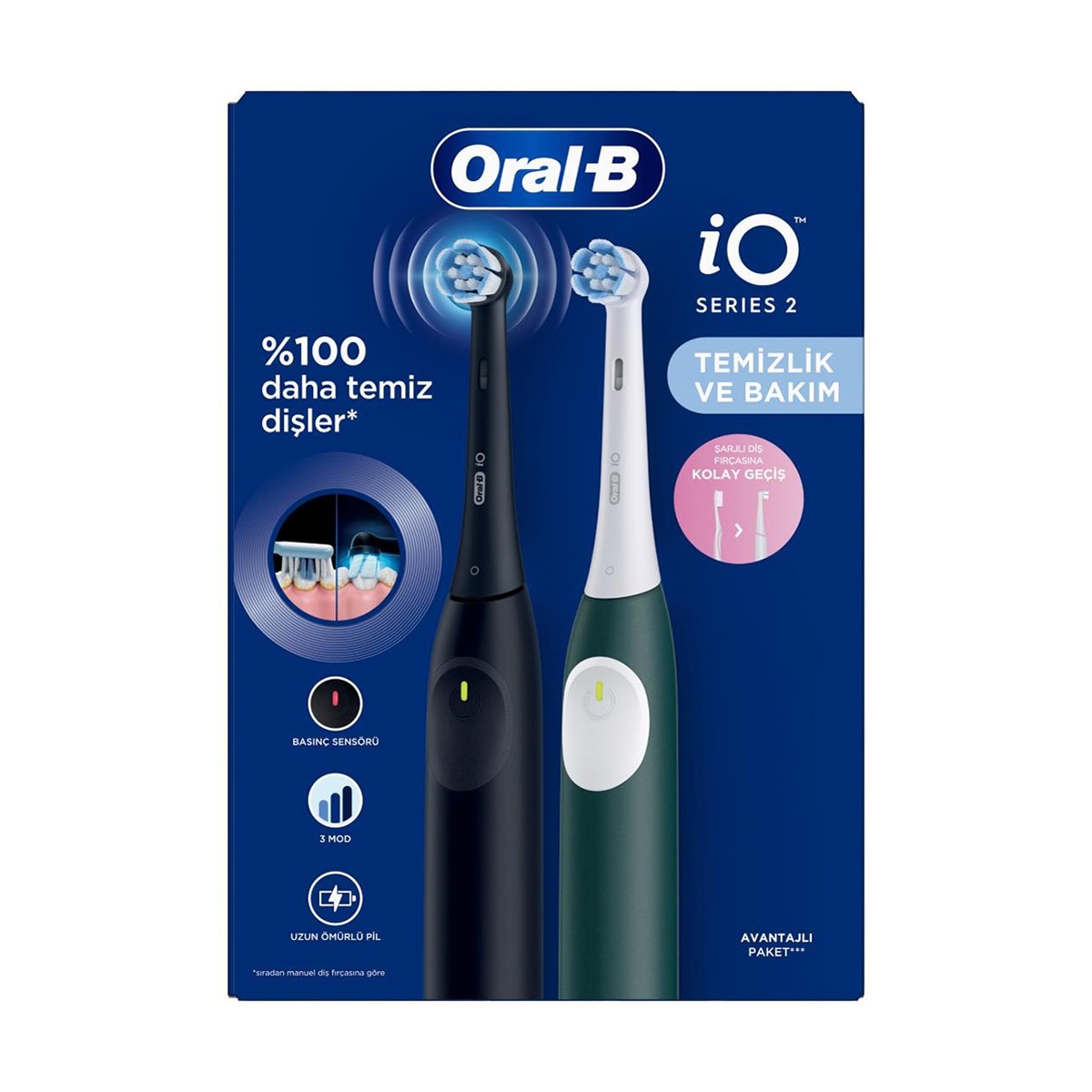  ORAL-B ORAL-B ORAL-B İO2 AKILLI DİŞ FIRÇASI SİYAH&YEŞİL 2'Lİ SET  1 of 7 